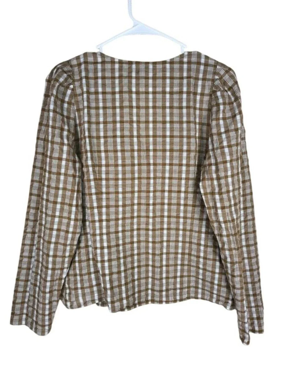 Madewell Westover Top in Sandown Plaid Weathered Olive Size 6